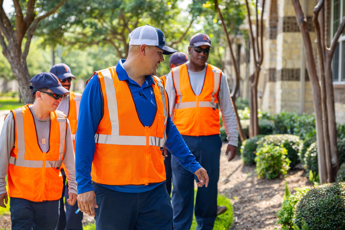 crew inspects property after storm