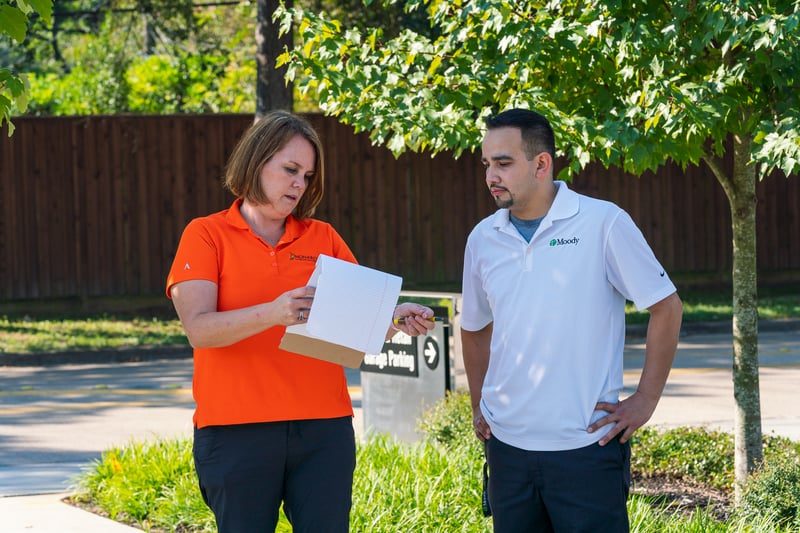 Commercial Landscaping Manager meets with client