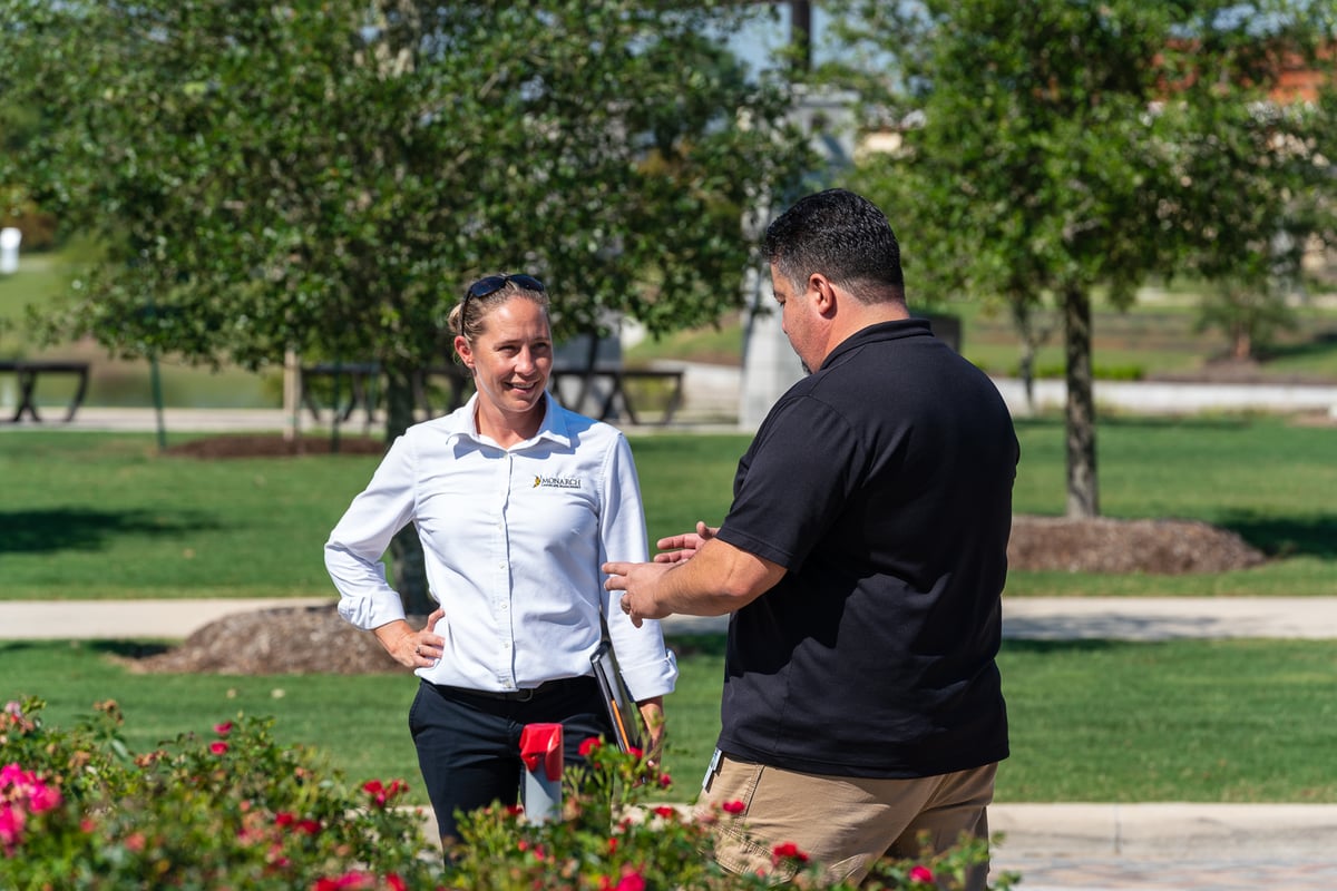 production manager meets with property manager 